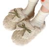 Plush Bow Accent Indoor Slippers Soft Fleece Lining Comfortable Slip-On Design Lightweight Cozy Footwear for Home Use