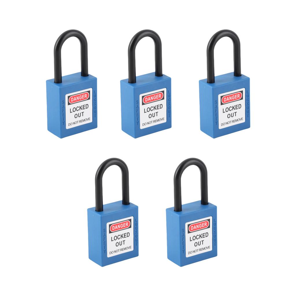 5 Satz 38mm Lockout Tagout Schloss Nylon Langlebig Staubdicht Isoliertes Sicherheitshängeschloss mit Schlüssel