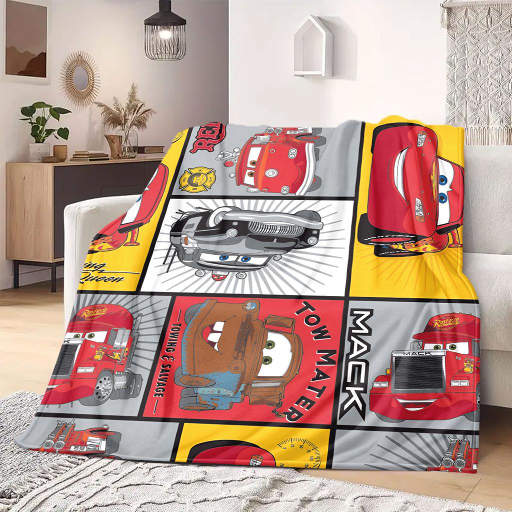 Manta de Franela con Estampado de Coches Estilo Dibujos Animados para Sofás Camas Dormitorios Sillas Viajes Pícnics Decoración del Hogar Todas las Estaciones Nuevo Set