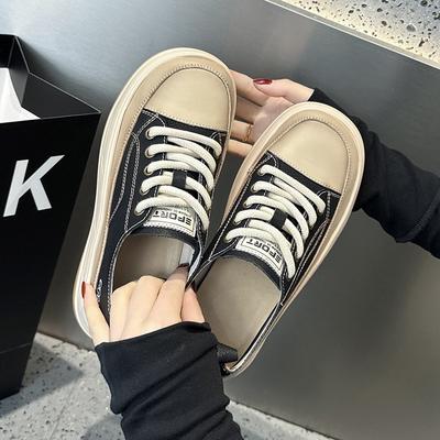 Chaussures blanches en cuir de vache, chaussures décontractées à semelles épaisses, chaussures muffin daddy