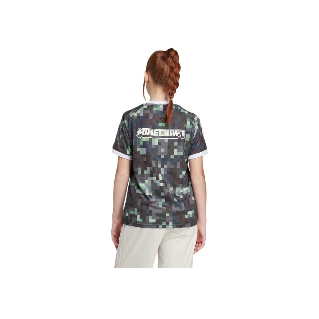 Adidas Originals Minecraft Collaboration Graphic Tee Loose Fit Round Neck Pullover Camouflage Short Sleeve Kids Tops JZ9939