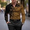 Nowa Odzież Męska Wiosna Jesień Moda Koszula z Długim Rękawem Męska Business Casual Koszula z Nadrukiem Top 100% Poliester