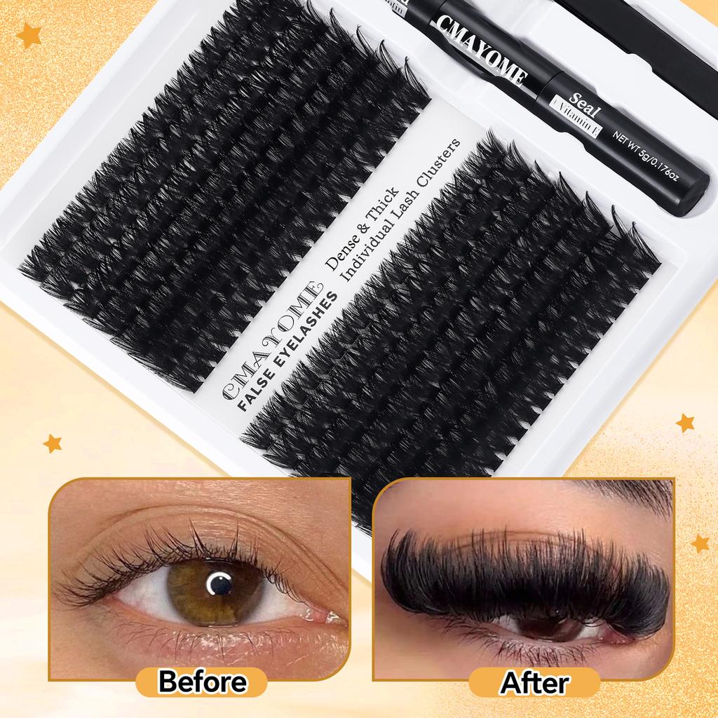 DIY Segmented Fluffy Single - Cluster False Eyelashes with D - Curl, 10 - 16mm for Natural and Dense Lash Grafting Makeup