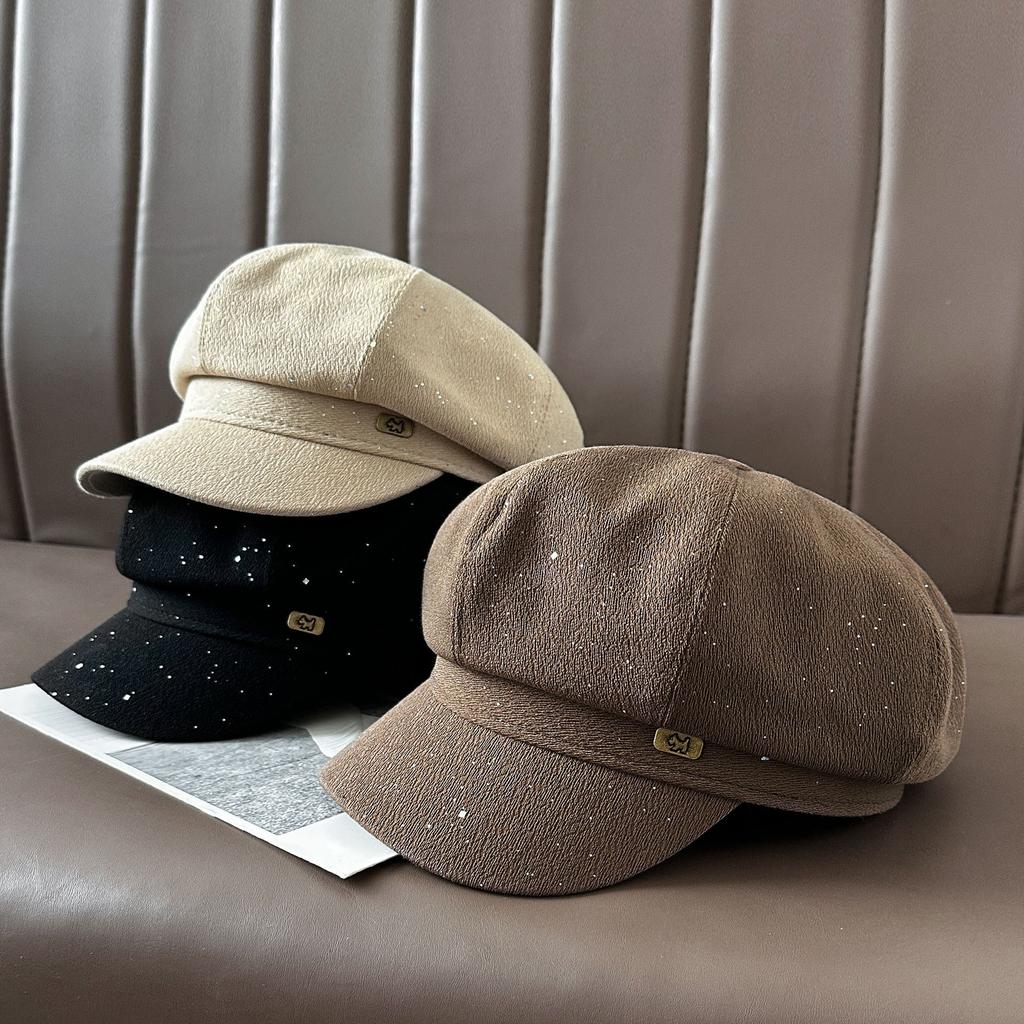 Black Octagonal Hats Make Kids Look Good On Instagram In Spring and Autumn. Small Berets Are Versatile and Go Well with Newsboy Hats