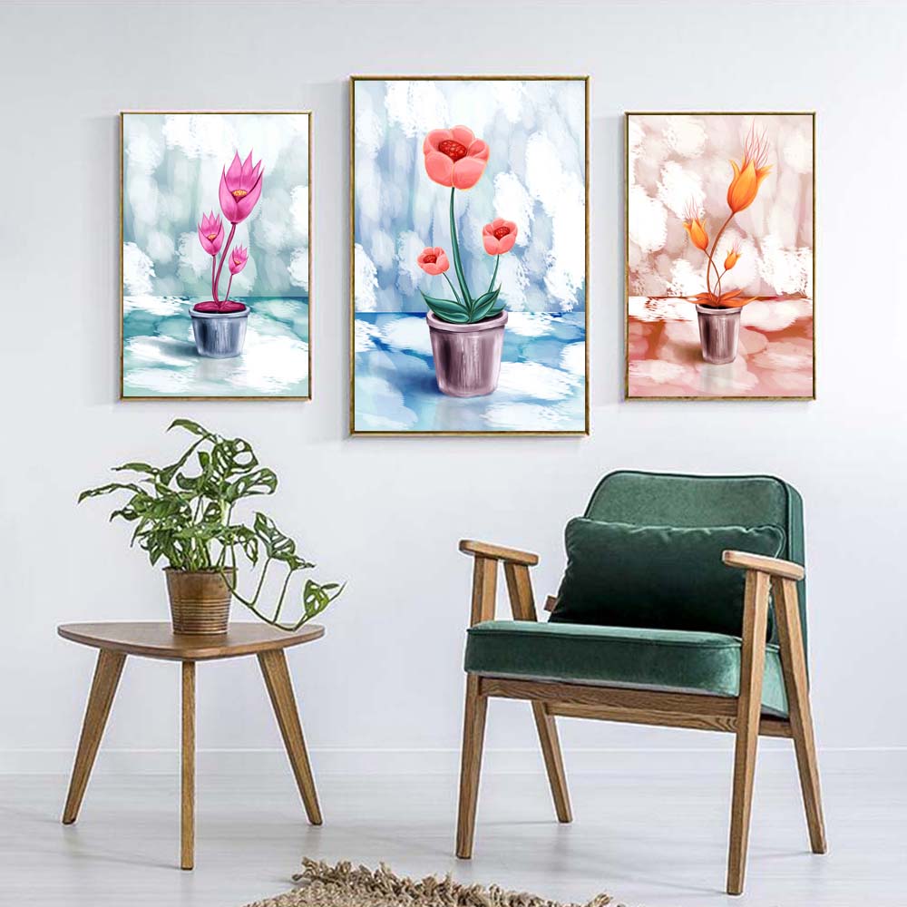 New Nordic Simple Still Life Oil Painting Flower Bonsai Art Canvas Painting Living Room Corridor Office Home Decoration Mural No Frame