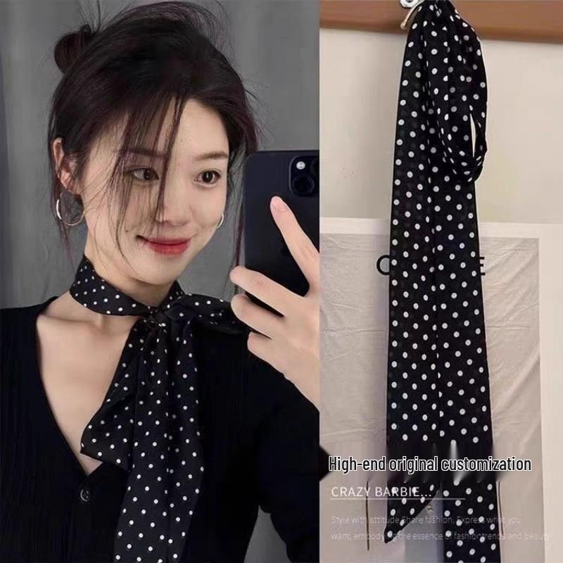 Brown Polka Dot Silk Scarf: Versatile 2025 Hair Tie & Neck Wrap Accessory