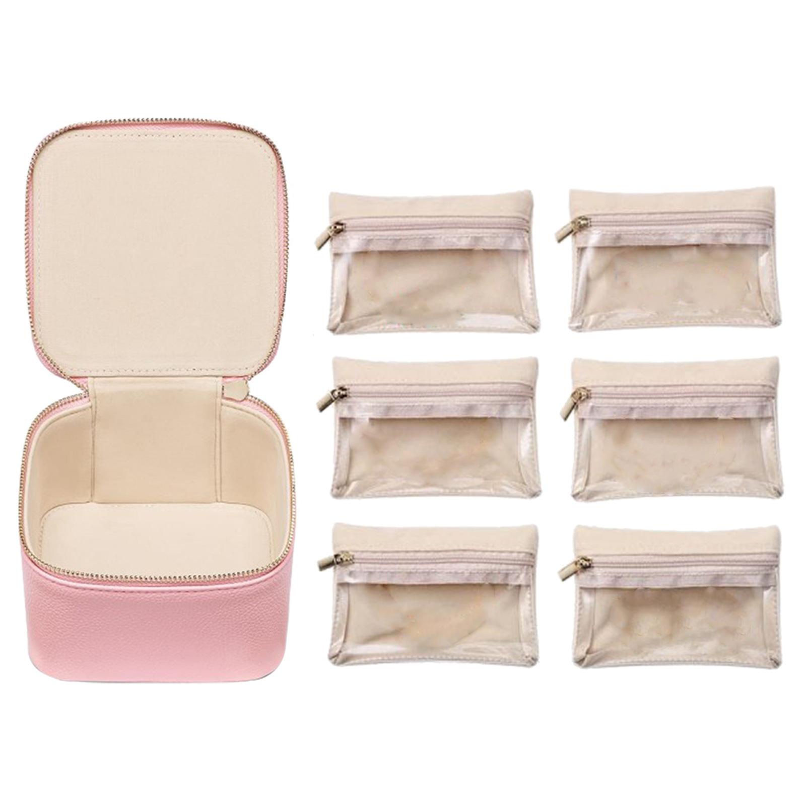 

Chic Jewelry Case with 6 Compartments Small Jewelry Display Box Stylish Jewellery Organizer Elegant Gift for Women рожевий