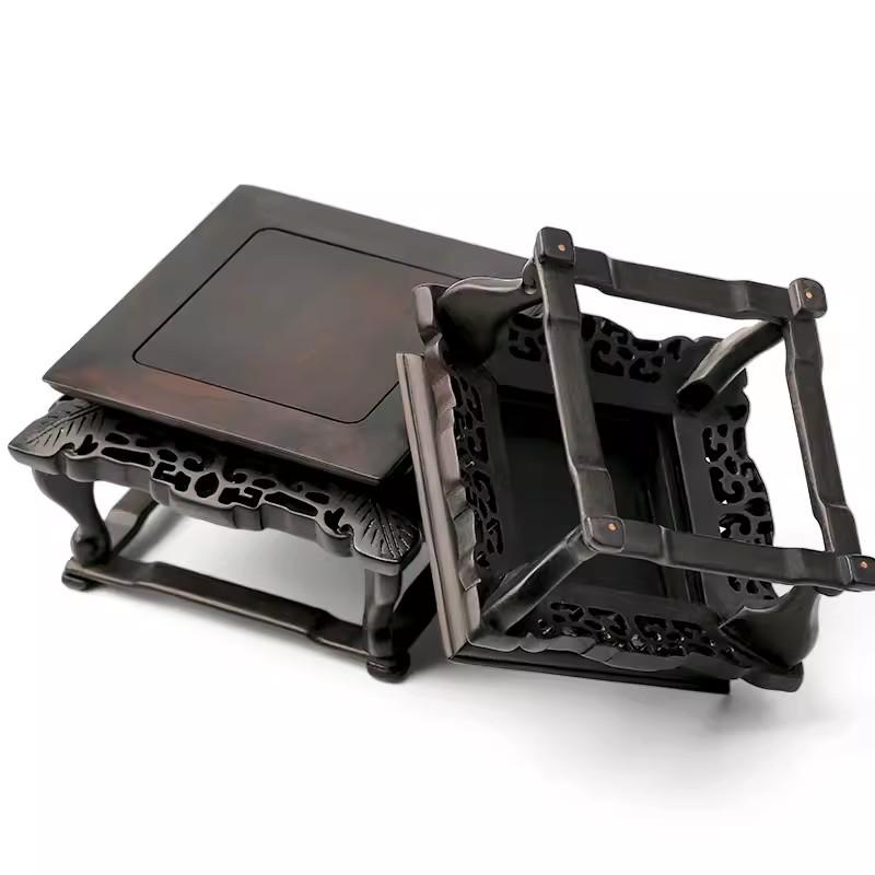 Red Wood Carving Handicraft Ornaments, Square Bracket, Flower Pots, Vase, Strange Stone, Stone Buddha Statue Base