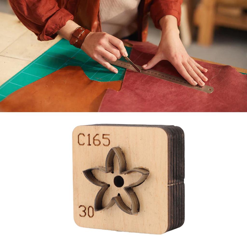 Leather Cutting Mold with   Wood Base Flower Shape Punching Die for Making Pendants Crafting Projects