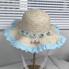 New lace lace daisy straw hat women's big eaves sun hat seaside vacation beach face small sun hat