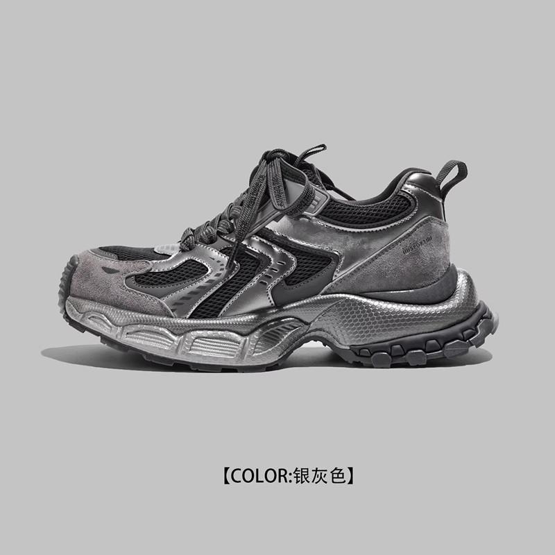 

Early autumn new leather thick-soled women s black mesh muffin sole casual shoes 40