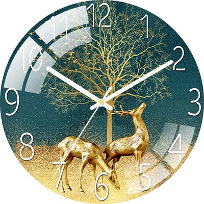 Digital Wall Clock with Low Noise, 30cm/12inch Deer Wall Clock Quartz Clock Quiet Silent Simple Clock for Home Decor Children Room