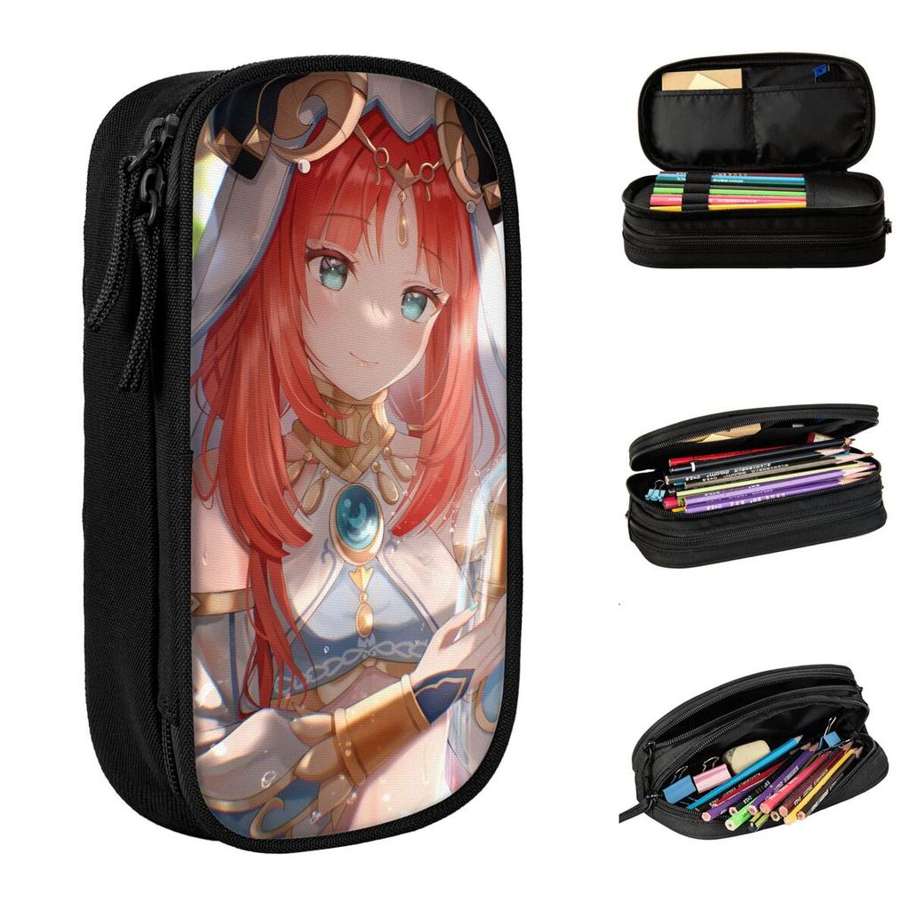 Kawaii Nilou Pencil Case Fun Genshin Impact Anime Pen Holder Bags Student Large Storage Students School Zipper Pencil Pouch