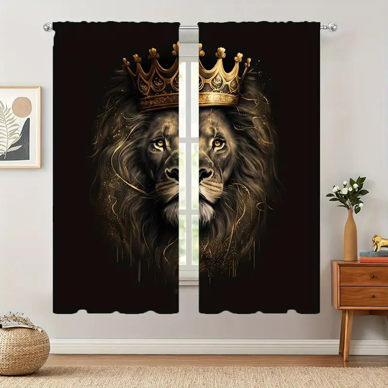 Lion curtains, pole bag decorative bedroom, living room and study, home decoration, decoration curtains