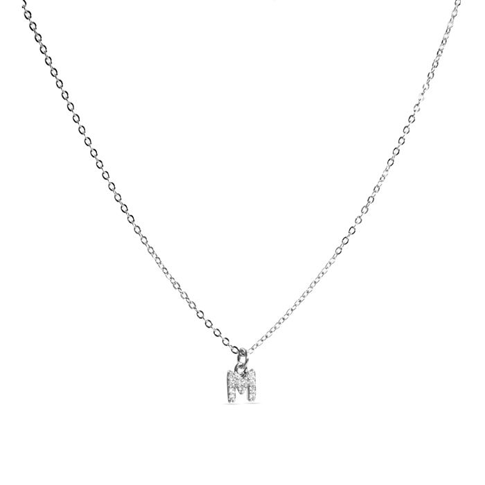Collier Luxenter avec Zirconium brillant argenté - Alphabet M