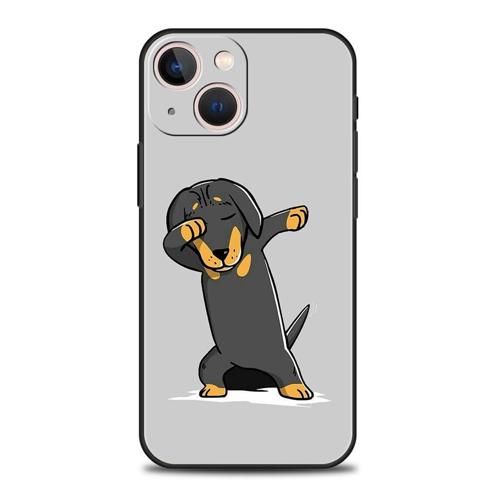 Dackel Würstchenhund Luxus Handyhülle Für Apple iPhone 16 11 15 14 Pro MAX 12 13 7 8 Plus X XR XS SE Silikon Schwarze Hülle