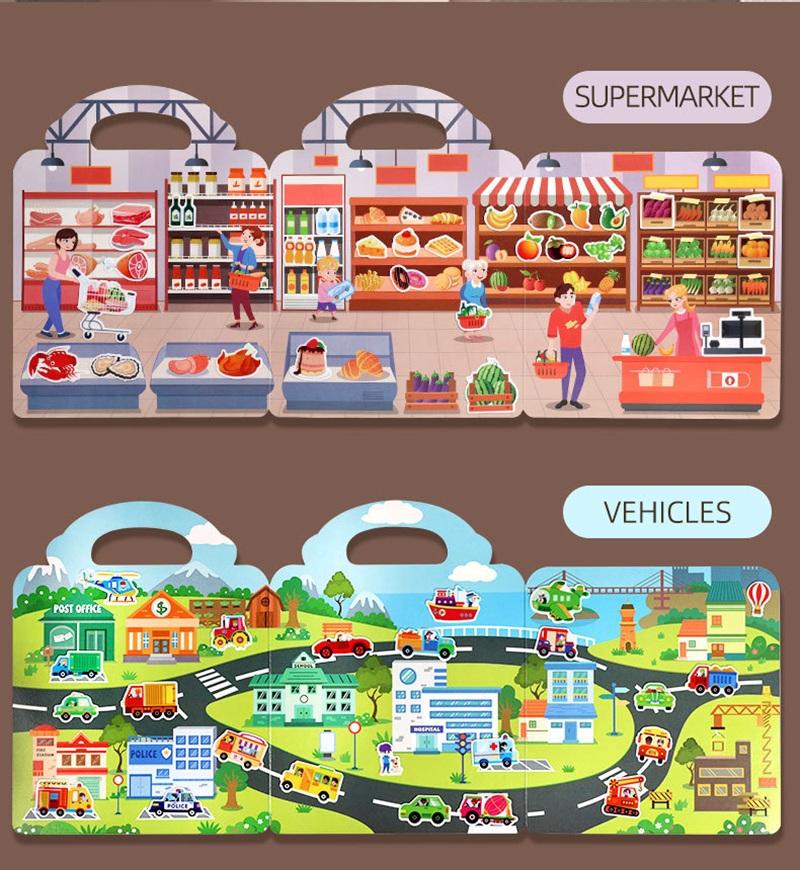 DIY Children's 3D Bubble Gelsticker Book Focus Ability Cultivation Reusable Sticking Quiet Book Princess Toy Sticker