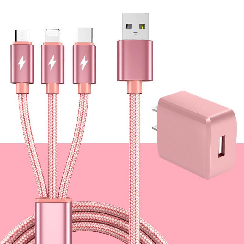 2.3m Multi-Functional Fast Charging Cable for Car - Three-in-One Android Charger.