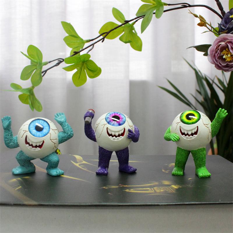 3 STÜCKE Bunte Augapfel Kleine Monster Ornamente Schreibtischdekoration Ornamente Niedliche Harzpuppen Wohnzimmer Heimdekor Accessoires