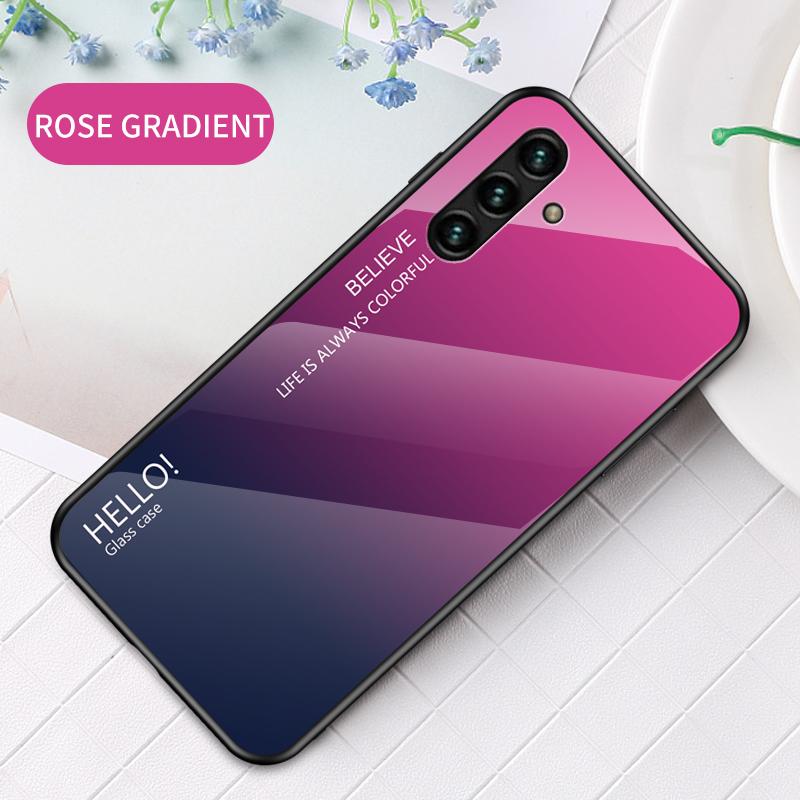 

Чехол для Samsung Galaxy A22 A32 A82 A03s A03 Core A33 A53 A73 A13 A23 M13 4G 5G J7 Pro с градиентом Aurora, закаленное стекло, мягкая рамка, задняя крышка, чехол для телефона For Samsung Galaxy J7 Pro розы красного