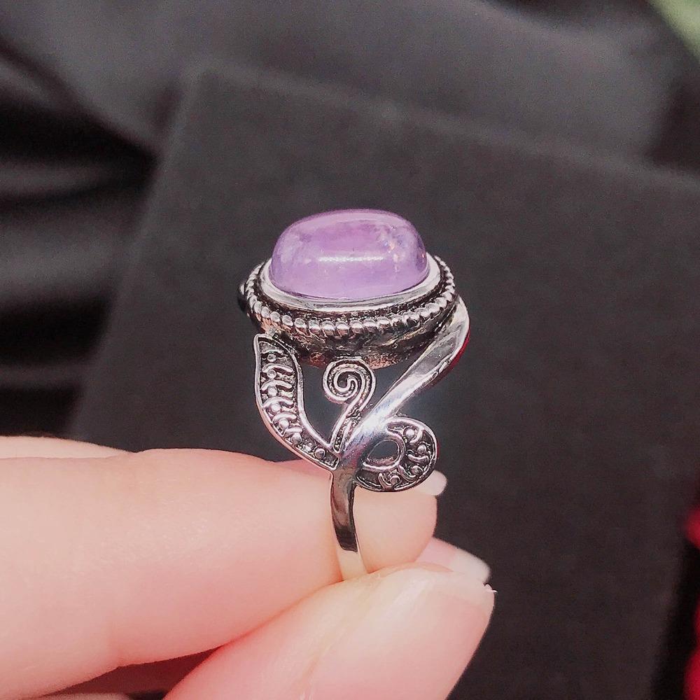 

Vintage Silver Plated Synthetic Amethyst Ring for Women Elegant Diamond Ring Fashion Jewelry Gift No. 6
