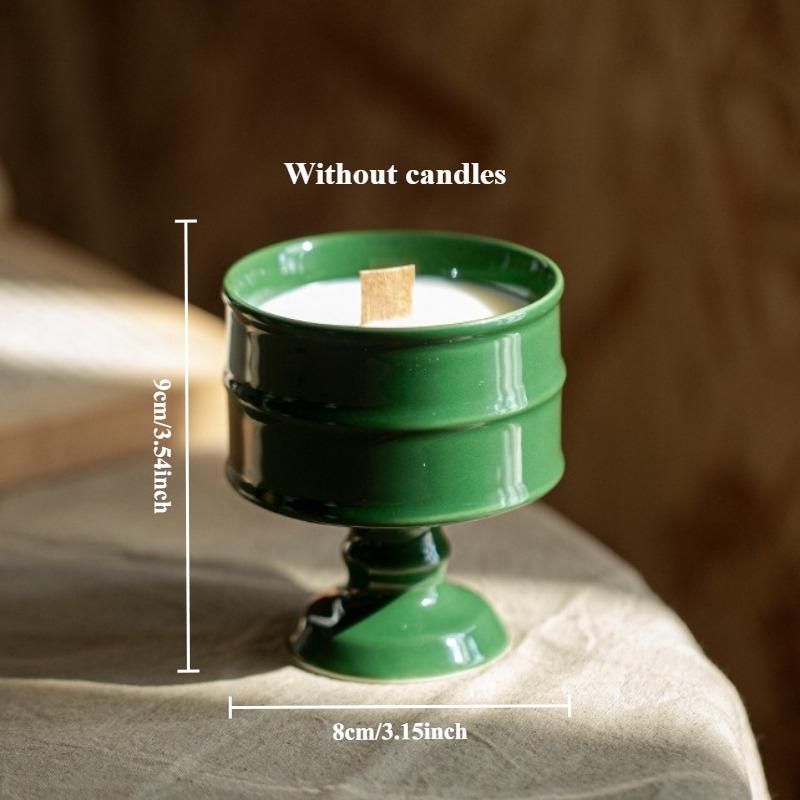 

Ceramic High Footed Candle Holder Candle Empty Cup Retro and Simple Soy Wax Container Decoration Aromatherapy Ornament зелёный