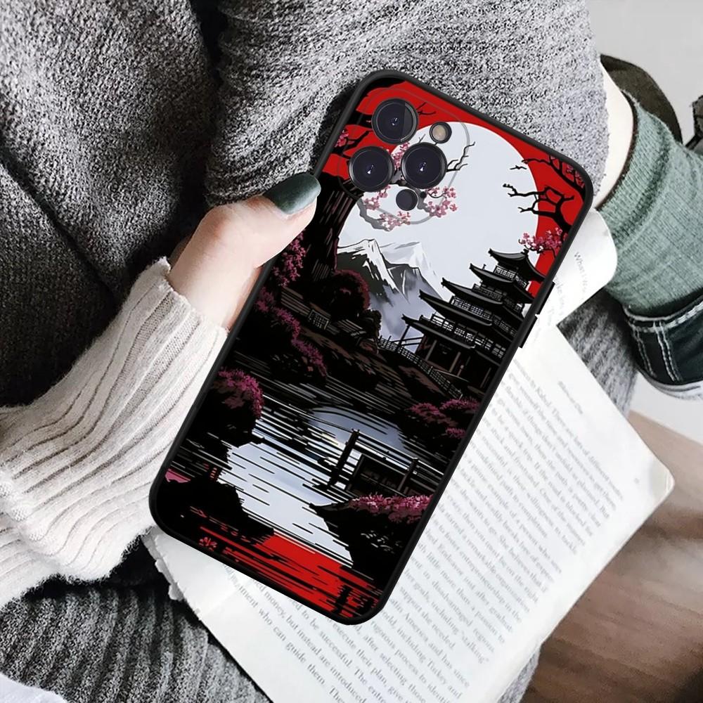 Japanese Landscape Phone Case For IPhone 16 15 8 7 6 6S Plus X SE XR XS 14 11 12 13 Mini Pro Max Mobile Case