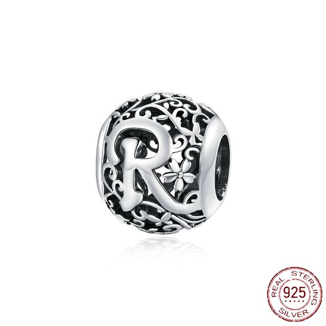 New 925 Sterling Silver Birthstone Heart Pendant Letter Series Bead Fit Original Fashion Charms Bracelet Women Jewelry Diy Gift