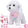 Plush Puppy Electronic Interactive Toy for Kid Shake Tail Pretend Dress Up Stuffed Dog Walking Barking Toy Dog with Leash