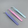 Macaron Color Bead Tweezers, Bent & Pointed Tip for False Eyelash Application, DIY Journaling, and Crafts