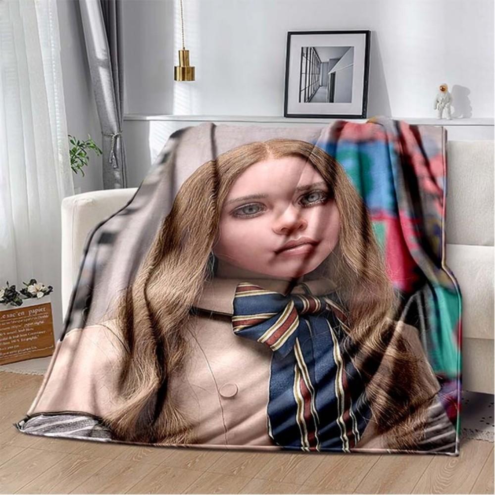 2023 M3GAN Horror Movie Throw Blanket Mysterious Character Soft Plush Fleece Lightweight Couch Bed Funny Halloween Friend Gift