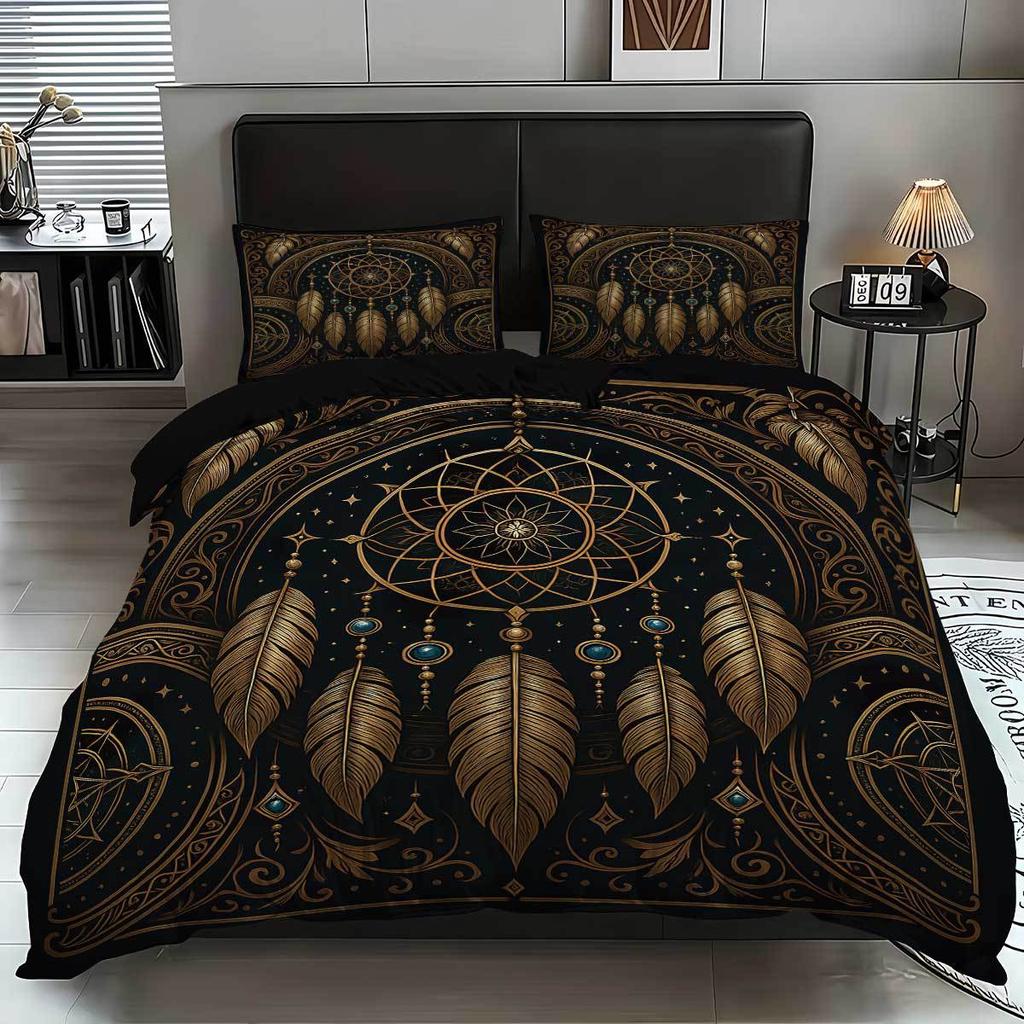 Factory Direct Sales Bed Three-Piece Set Dream Catcher Polyester Printing Quilt Cover Home Textile Pillowcase Quilt Cover Minimum Order