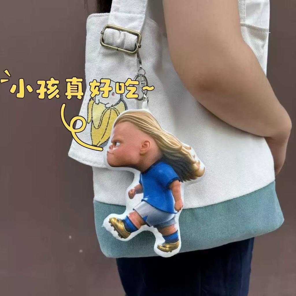 Ciondolo e Cuscino Peluche Erling Haaland – Carino Cartone Animato Stella del Calcio Giocattolo Morbido Ciondolo per Borsa & Decorazione per la Casa