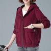 Short Corduroy Spring Coat Womens Autumn New Korean Loose Solid Hooded Jacket Fashion Casual Female Zipper Coat Tops