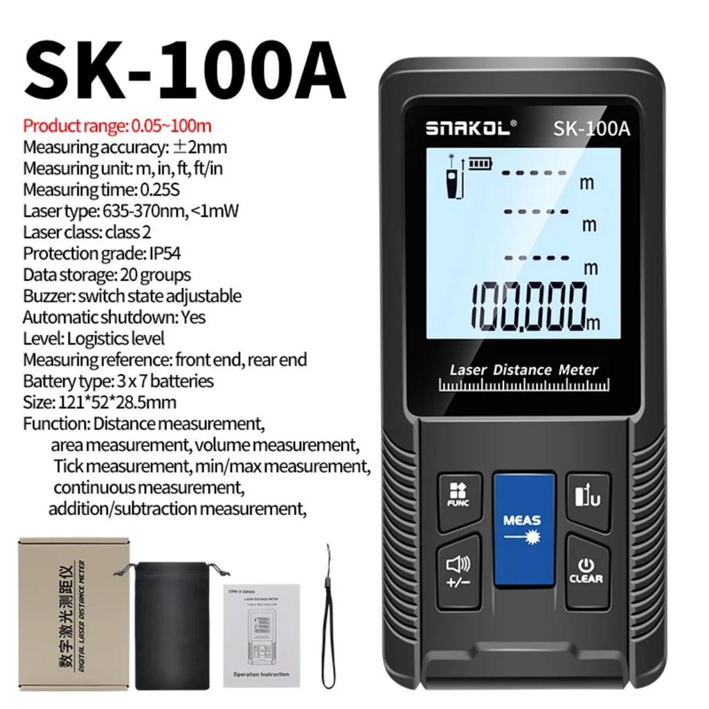 JOYBLISS Laser Distance Meter 40m 50m 70m 100m 120m Rangefinder Digital Range Finder Trena Roulette Ruler Distance Measuring Tape