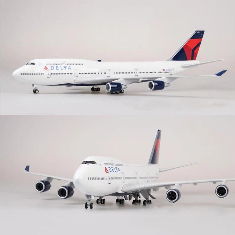 Display Airplane Model Plane 747 Delta Airlines 1/150 Scale 47CM B747 Airplane Kit Resin Modern decoration home halloween