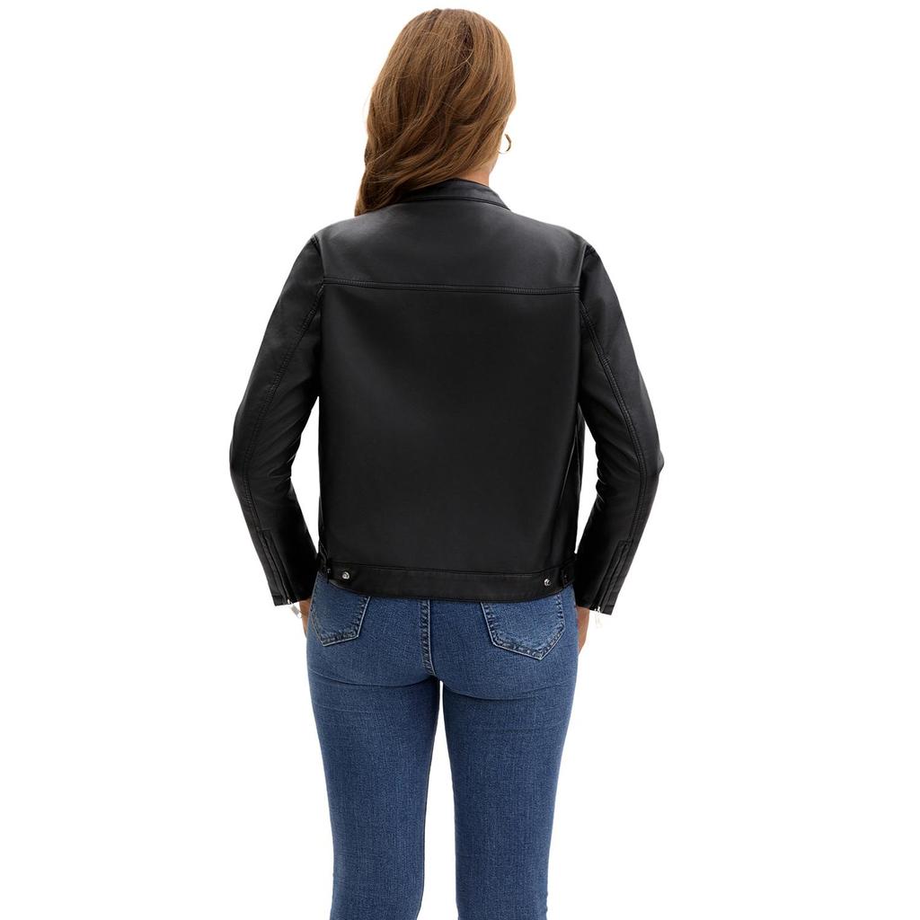 Women’s Leather Suede Jackets Faux Leather Fleece Lined Zip Up Motorcycle Coats Bomber Jacket Fashion Street Wear