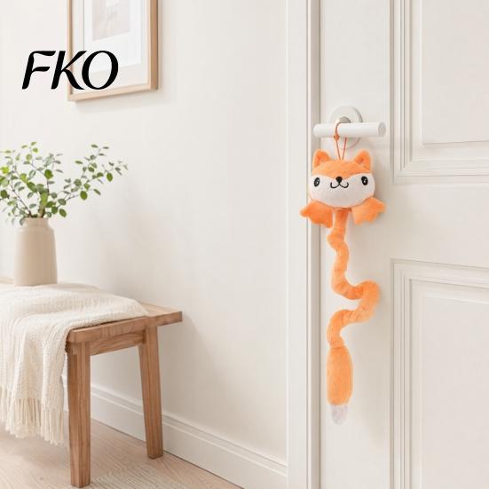 Scratch Proof Cat Toy Plush Animal Toy, Long Tail Chew with Crinkle Sound, Amusement Hanging Stuffed Fox Chick Monkey for Indoor Cats Solo