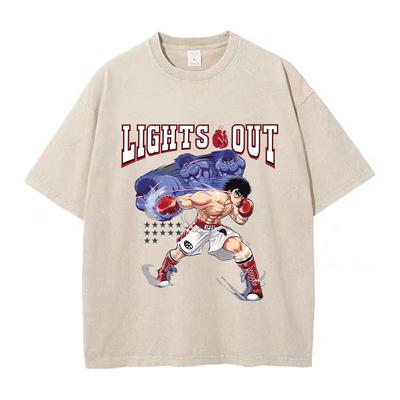 Anime Washed T-Shirts Retro Punk Gothic Y2K IPPO Print T-Shirts Harajuku Casual Cotton Vintage  Short Sleeve Top Tee