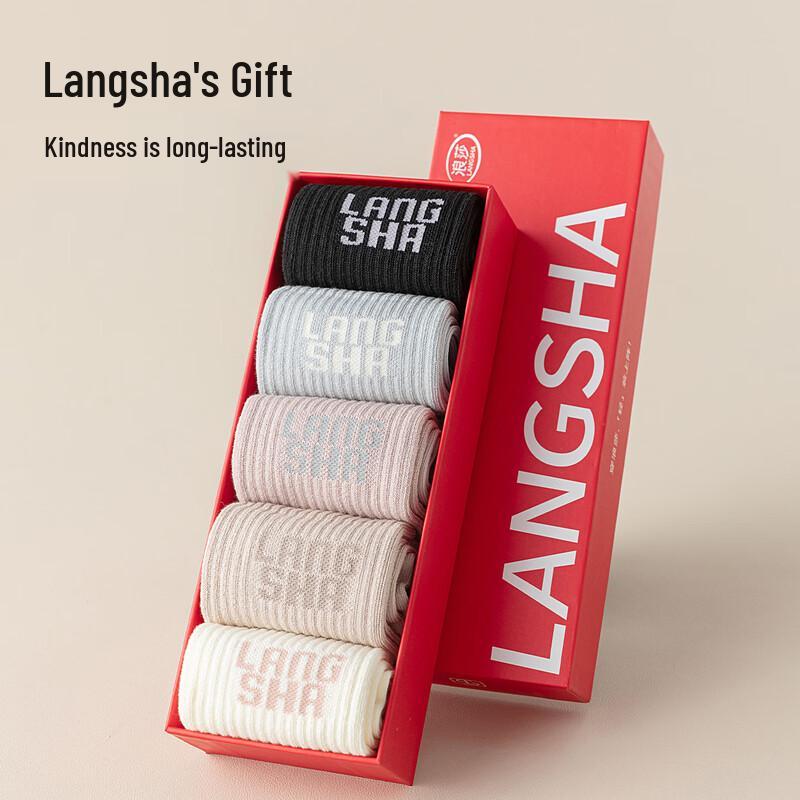 Langsha Women s Antibacterial Deodorant Socks 5-Pair Pack M