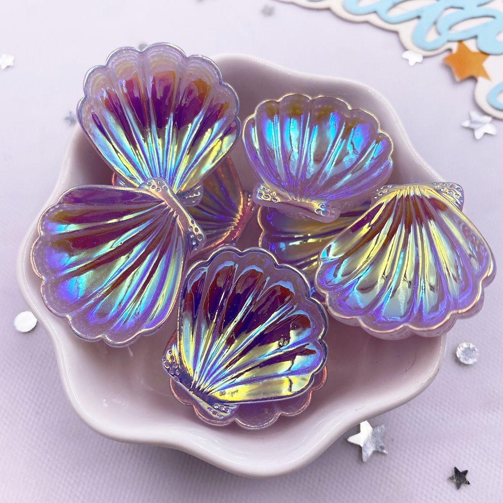 10PCS Colorful AB Resin Glitter Shells Flat Back Cabochon Stone Scrapbook DIY Bow Decor Home Figurine DIY Craft Supplies