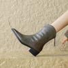 Krazing Pot Cow Split Skin Autumn Winter Shoes Wool Chunky Heels Size 43 Size 42 Pointed Toe Gradient Color Zip Fur Ankle Boots