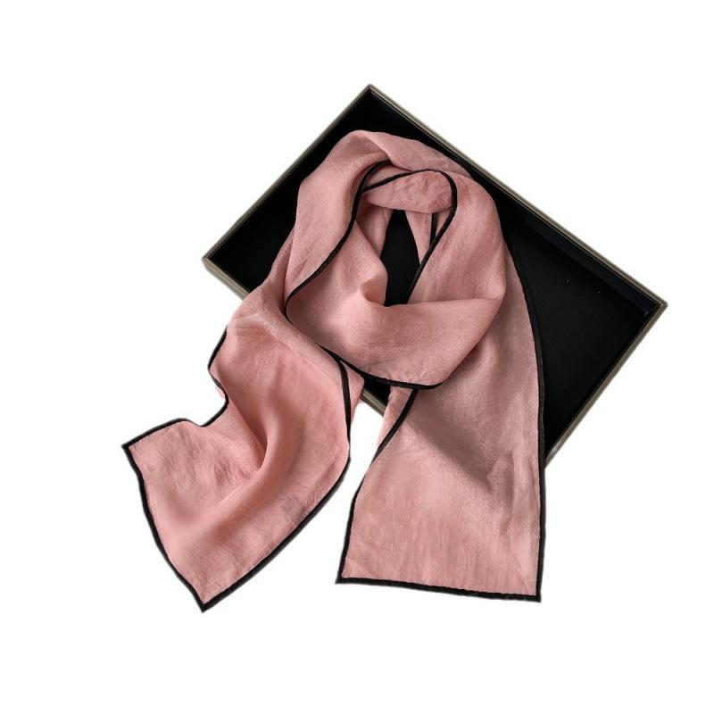 Solid Color Small Scarf for Women Korean Style Versatile Thin Narrow Long Scarf with Hairband Temperament Streamer Scarf