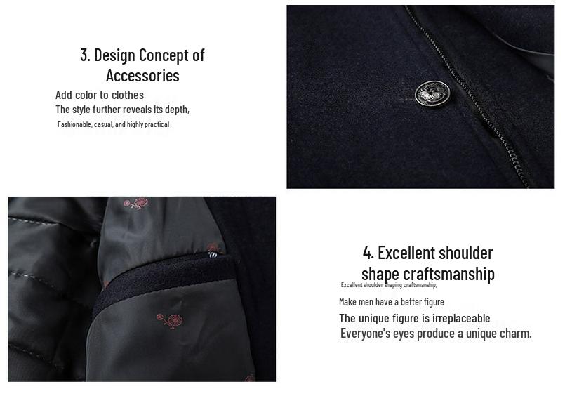 2026 Men's Woolen Stand Collar Jacket & Vest Set - Spring/Autumn Casual Solid Color Overcoat