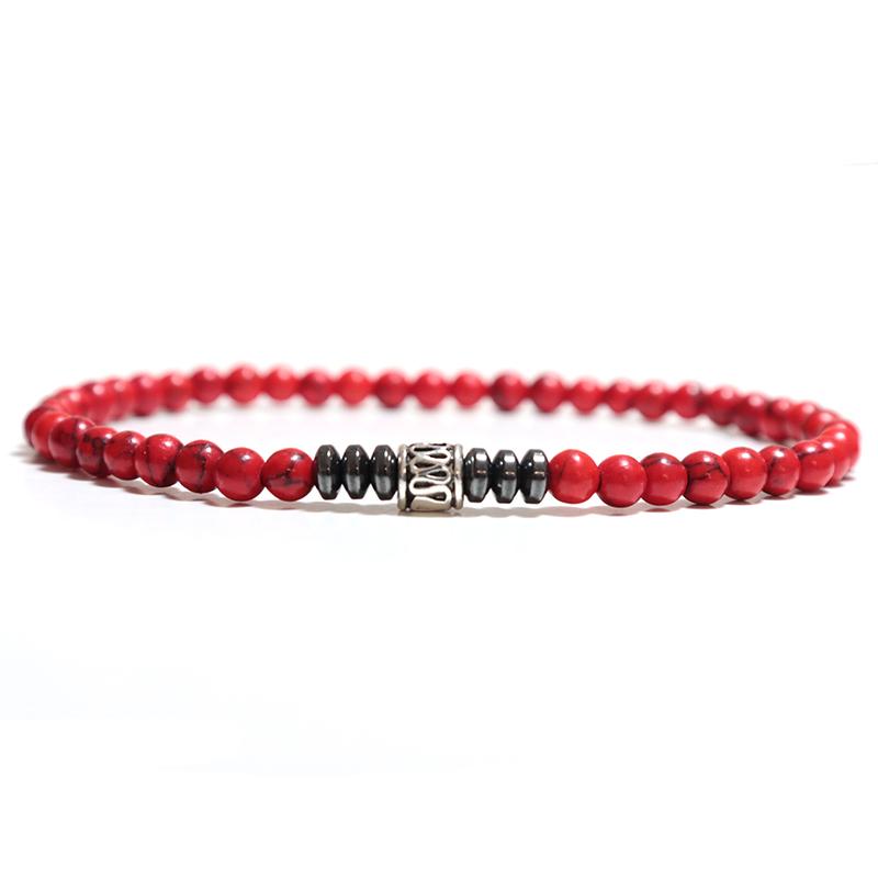 

Mens Bracelets 4mm Small Beaded Skull Braslet Natural Hematite Stone Braclet Homme Cross Brazalete Present For Boyfriend Pulsera