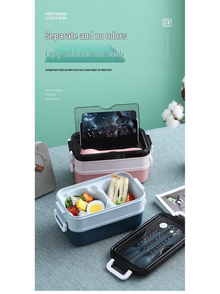 Double-Layer Microwave Safe Lunch Box: Heat Preservation, Portable, Sealed, Fresh-Keeping with High-Temperature Resistance