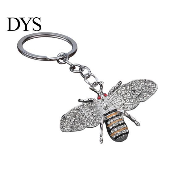Fashion Purse Decoration Rhinestone Bee Keychain for Women, Bing Alloy Car Decorative Backpack Accessory Key Ring, Accessories Handbags Backpacks