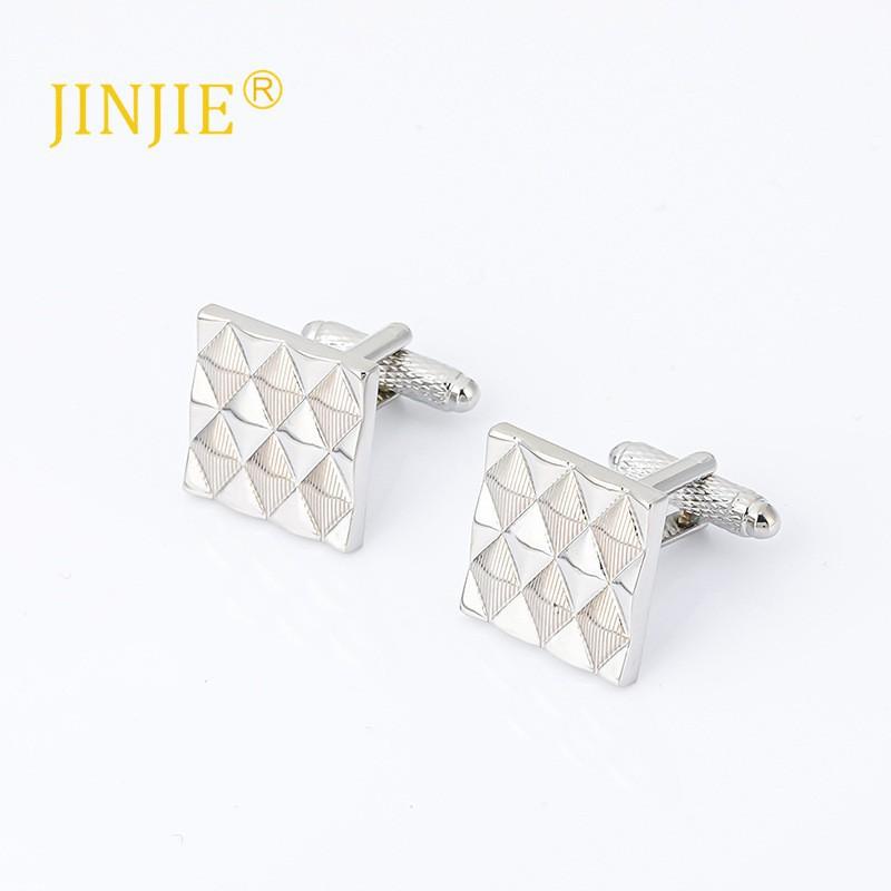 Silver Square Patterned Metal Cufflinks Hot Selling Shirt