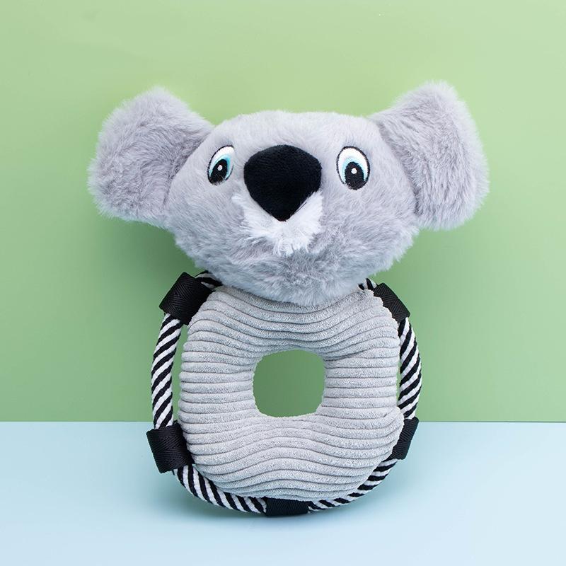 

New plush pet toy: Koala and monkey design cotton rope dog chew toy for self-play boredom relief and squeaky fun
