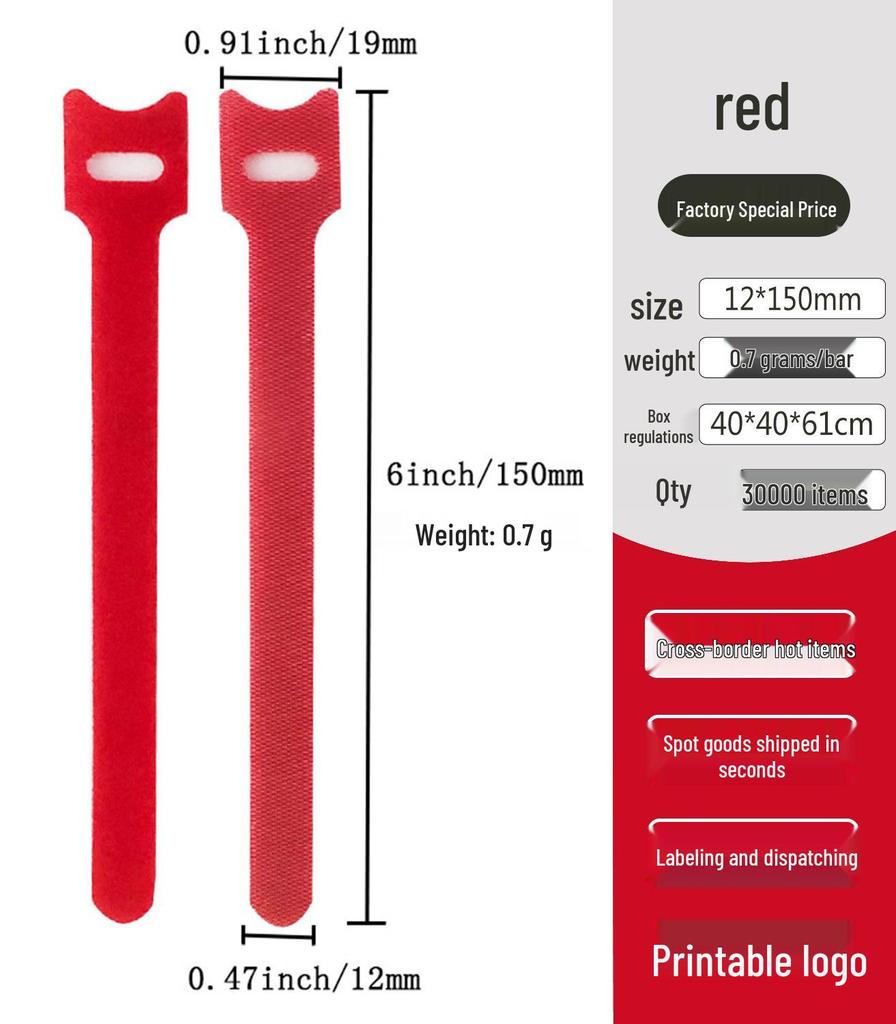 Nylon T-Type Self-Adhesive Hook and Loop Cable Ties